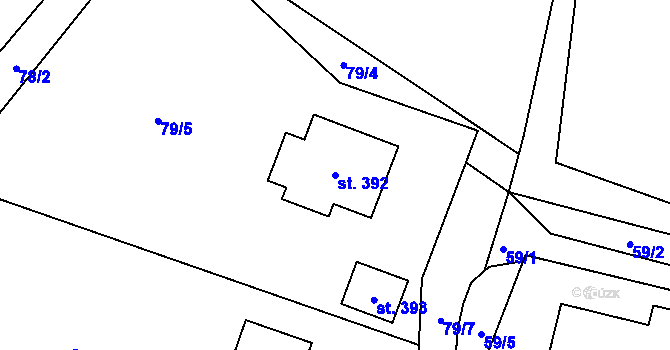 Parcela st. 392 v KÚ Loučná u Lomu, Katastrální mapa