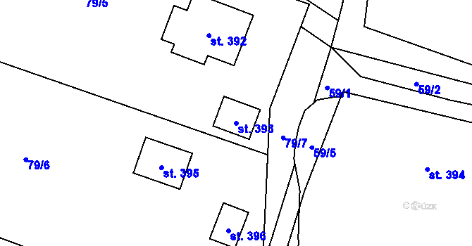 Parcela st. 393 v KÚ Loučná u Lomu, Katastrální mapa