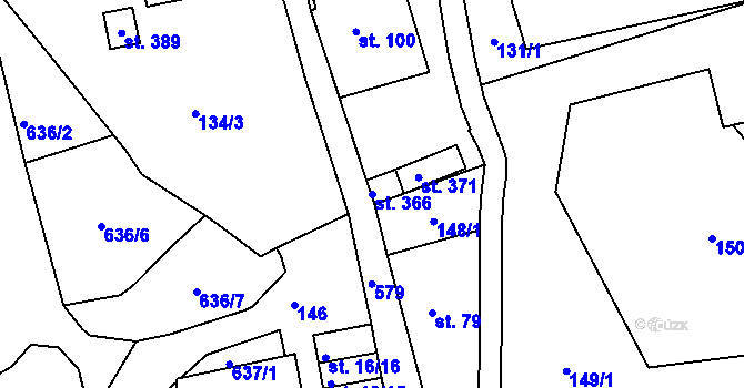 Parcela st. 366 v KÚ Loučná u Lomu, Katastrální mapa