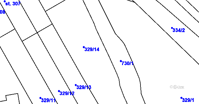 Parcela st. 329/18 v KÚ Loučná u Lomu, Katastrální mapa