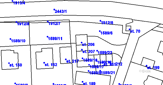 Parcela st. 206 v KÚ Lom u Tachova, Katastrální mapa