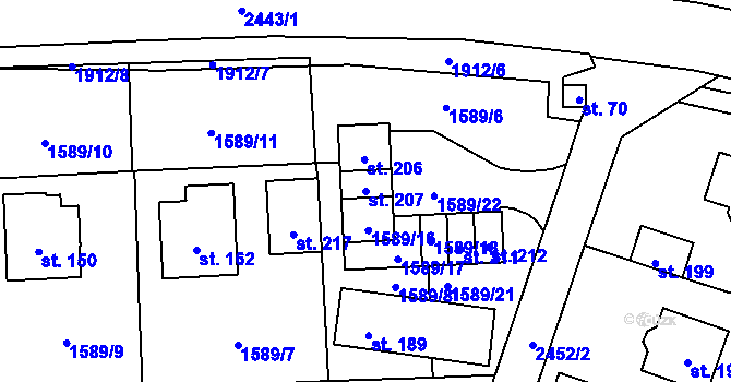 Parcela st. 207 v KÚ Lom u Tachova, Katastrální mapa