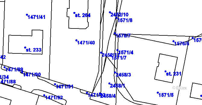 Parcela st. 2452/11 v KÚ Lom u Tachova, Katastrální mapa