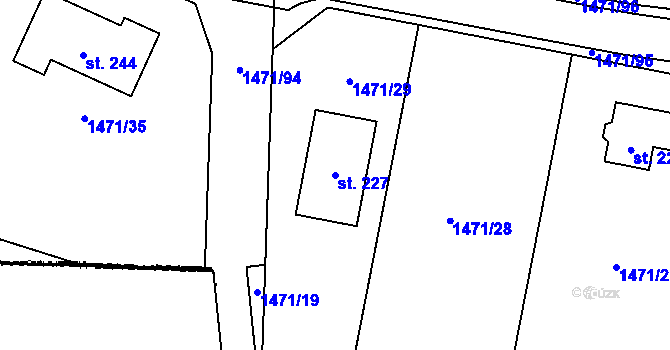 Parcela st. 227 v KÚ Lom u Tachova, Katastrální mapa