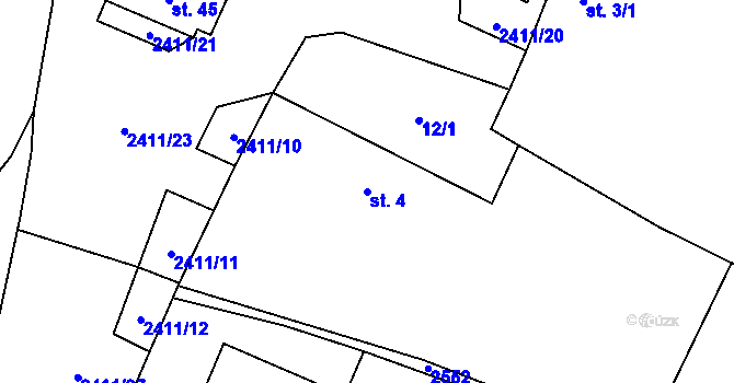 Parcela st. 4 v KÚ Lom u Tachova, Katastrální mapa