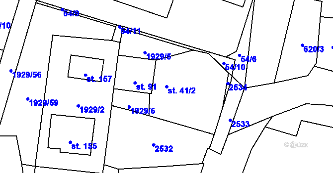 Parcela st. 41/2 v KÚ Lom u Tachova, Katastrální mapa