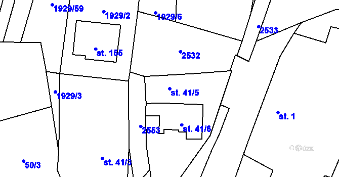 Parcela st. 41/5 v KÚ Lom u Tachova, Katastrální mapa