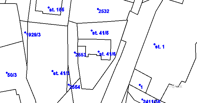 Parcela st. 41/6 v KÚ Lom u Tachova, Katastrální mapa