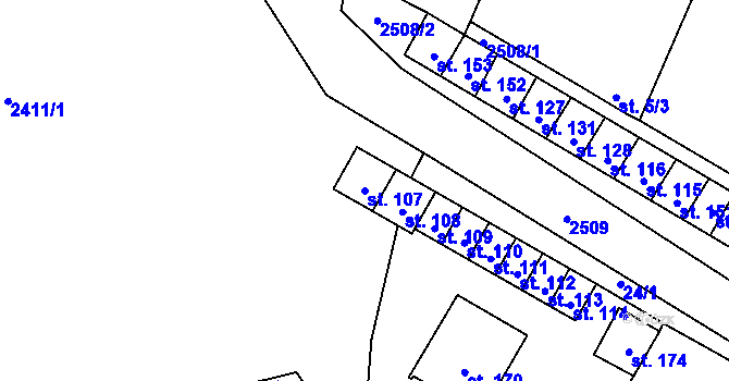 Parcela st. 107 v KÚ Lom u Tachova, Katastrální mapa