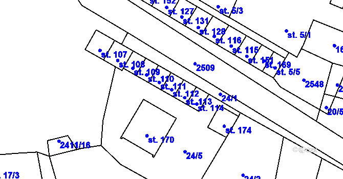 Parcela st. 112 v KÚ Lom u Tachova, Katastrální mapa