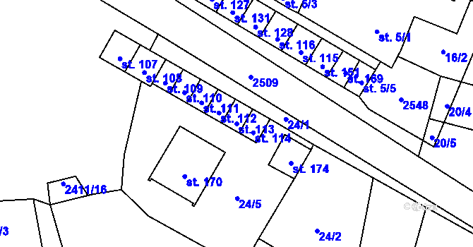Parcela st. 113 v KÚ Lom u Tachova, Katastrální mapa