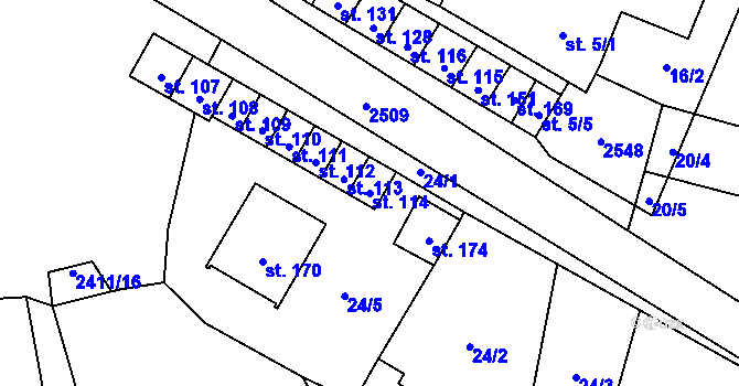 Parcela st. 114 v KÚ Lom u Tachova, Katastrální mapa