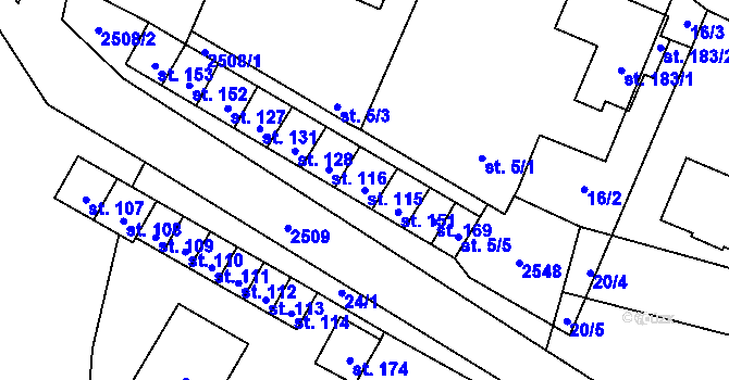 Parcela st. 115 v KÚ Lom u Tachova, Katastrální mapa