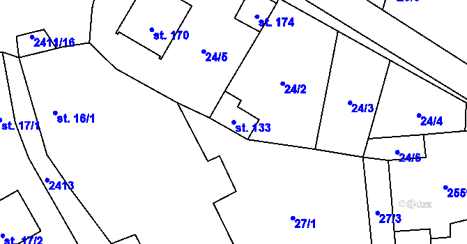 Parcela st. 133 v KÚ Lom u Tachova, Katastrální mapa