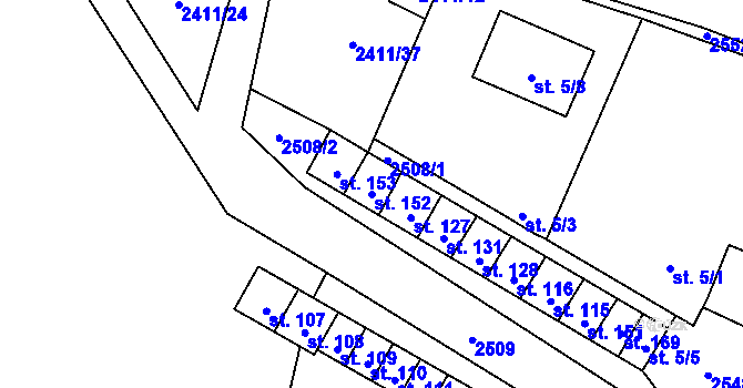 Parcela st. 152 v KÚ Lom u Tachova, Katastrální mapa