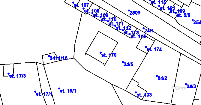 Parcela st. 170 v KÚ Lom u Tachova, Katastrální mapa