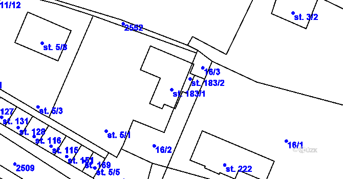 Parcela st. 183/1 v KÚ Lom u Tachova, Katastrální mapa