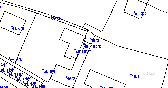 Parcela st. 183/2 v KÚ Lom u Tachova, Katastrální mapa