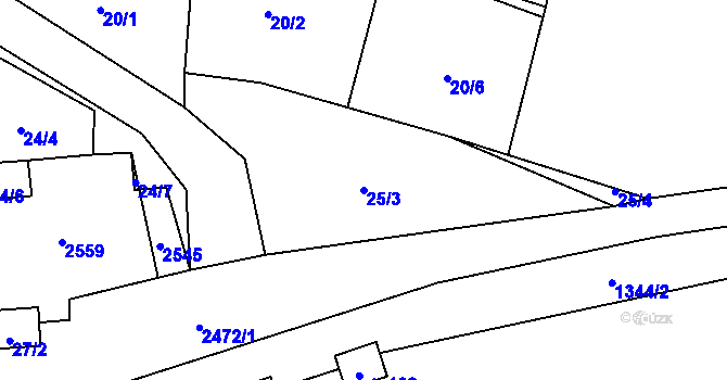 Parcela st. 25/3 v KÚ Lom u Tachova, Katastrální mapa