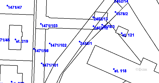 Parcela st. 2452/1 v KÚ Lom u Tachova, Katastrální mapa
