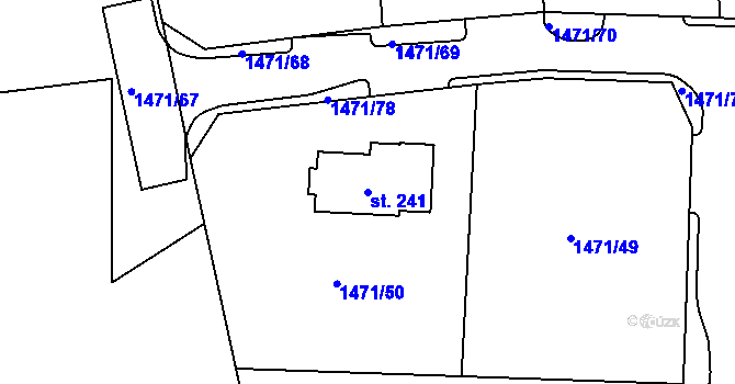 Parcela st. 241 v KÚ Lom u Tachova, Katastrální mapa