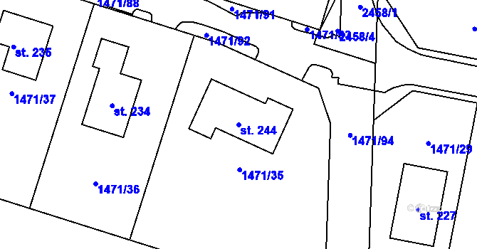 Parcela st. 244 v KÚ Lom u Tachova, Katastrální mapa