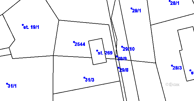 Parcela st. 269 v KÚ Lom u Tachova, Katastrální mapa