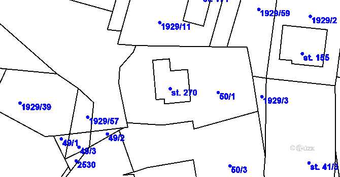 Parcela st. 270 v KÚ Lom u Tachova, Katastrální mapa