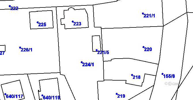 Parcela st. 221/5 v KÚ Lomnice u Sokolova, Katastrální mapa