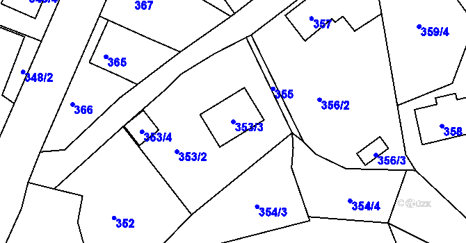 Parcela st. 353/3 v KÚ Lomnice u Sokolova, Katastrální mapa