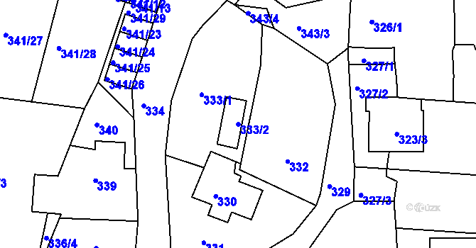 Parcela st. 333/2 v KÚ Lomnice u Sokolova, Katastrální mapa