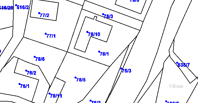 Parcela st. 78/1 v KÚ Lomnice u Sokolova, Katastrální mapa