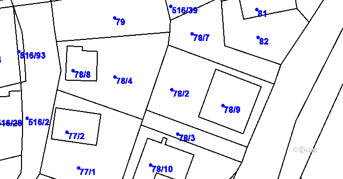 Parcela st. 78/2 v KÚ Lomnice u Sokolova, Katastrální mapa