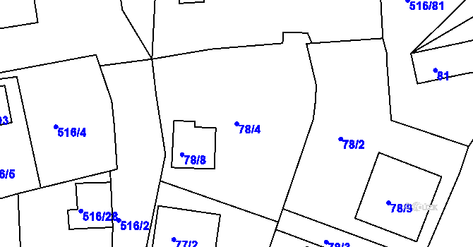 Parcela st. 78/4 v KÚ Lomnice u Sokolova, Katastrální mapa