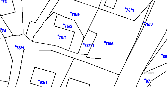 Parcela st. 78/11 v KÚ Lomnice u Sokolova, Katastrální mapa