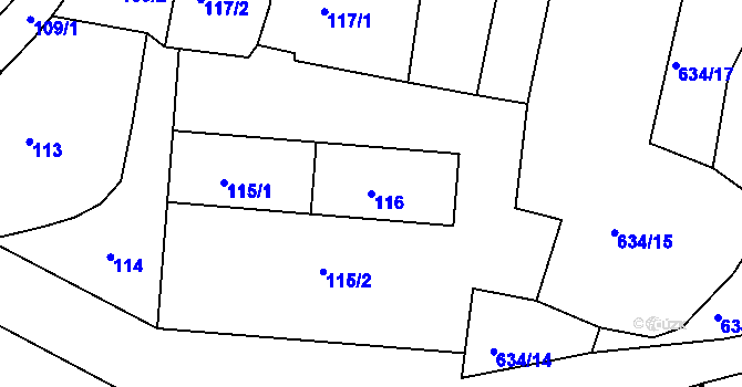 Parcela st. 116 v KÚ Lomnice u Sokolova, Katastrální mapa