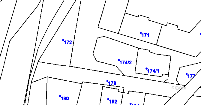 Parcela st. 174/3 v KÚ Lomnice u Sokolova, Katastrální mapa