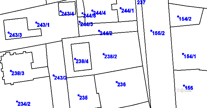 Parcela st. 238/2 v KÚ Lomnice u Sokolova, Katastrální mapa