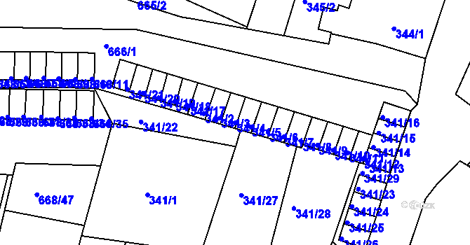 Parcela st. 341/4 v KÚ Lomnice u Sokolova, Katastrální mapa