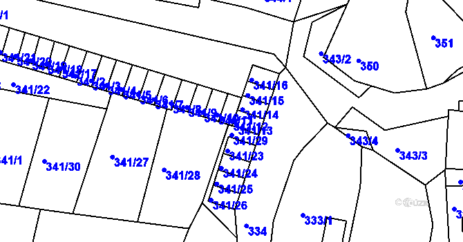 Parcela st. 341/12 v KÚ Lomnice u Sokolova, Katastrální mapa