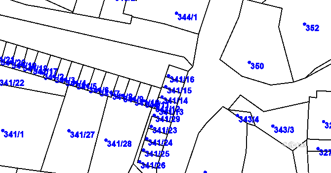 Parcela st. 341/15 v KÚ Lomnice u Sokolova, Katastrální mapa