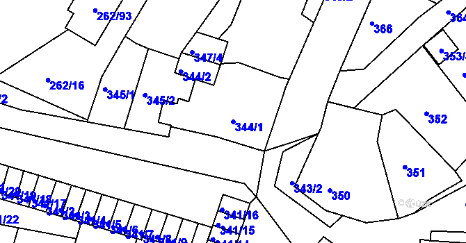 Parcela st. 344/1 v KÚ Lomnice u Sokolova, Katastrální mapa