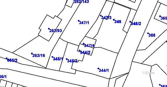 Parcela st. 347/4 v KÚ Lomnice u Sokolova, Katastrální mapa