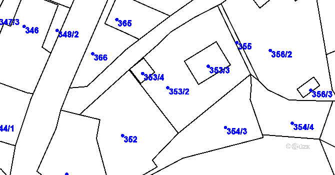 Parcela st. 353/2 v KÚ Lomnice u Sokolova, Katastrální mapa