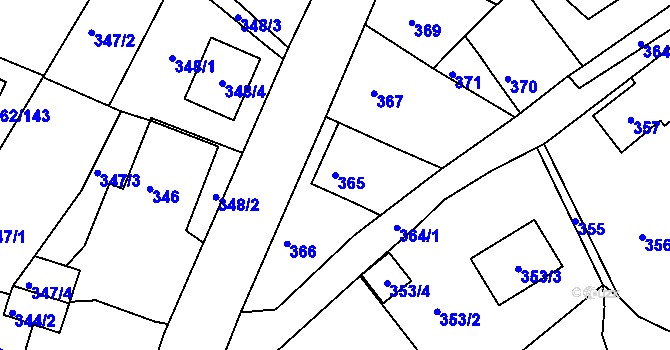 Parcela st. 365 v KÚ Lomnice u Sokolova, Katastrální mapa