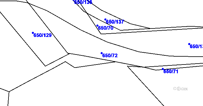 Parcela st. 650/72 v KÚ Lomnice u Sokolova, Katastrální mapa