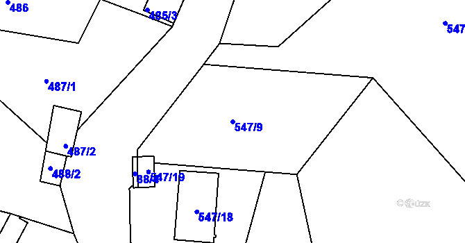 Parcela st. 547/9 v KÚ Lomnice u Sokolova, Katastrální mapa
