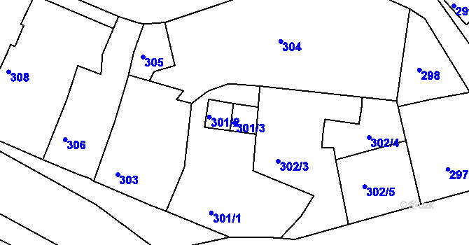 Parcela st. 301/3 v KÚ Lomnice u Sokolova, Katastrální mapa