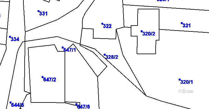 Parcela st. 328/2 v KÚ Lomnice u Sokolova, Katastrální mapa