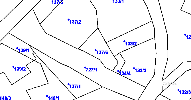 Parcela st. 137/6 v KÚ Lomnice u Sokolova, Katastrální mapa